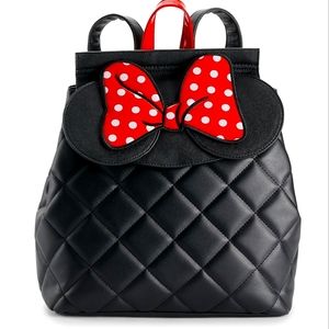 NWT Dani Quilted Black Disney's Minnie Mouse Red Bow Mini Backpack